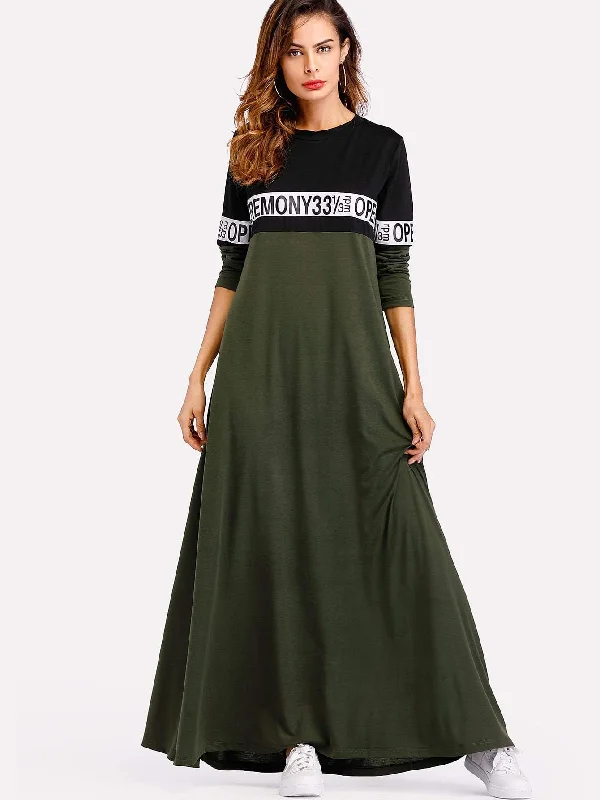 Letter Tape Cut & Sew Swing Maxi Dress