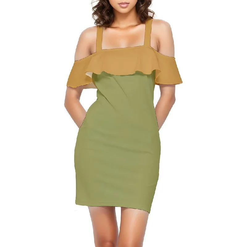 Jana Color Block Reversible Strap Off Shoulder Bodycon Dress