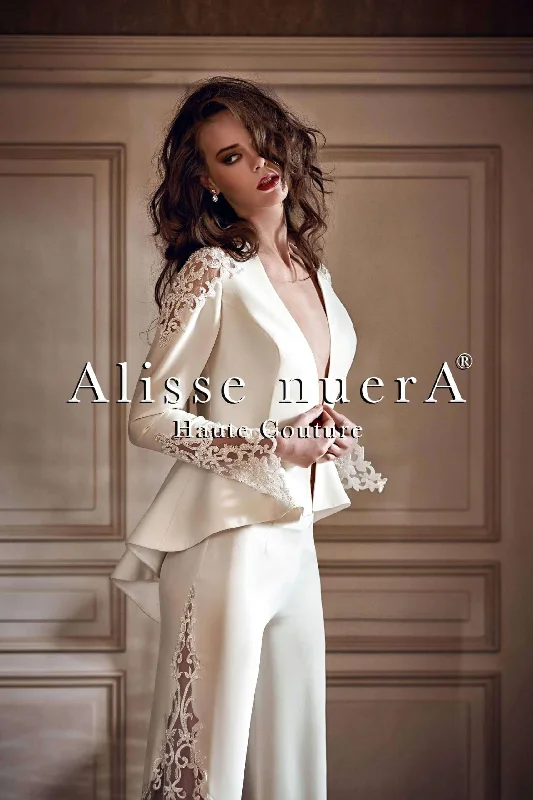 Bridal Suit with Lace Jacket and Trousers